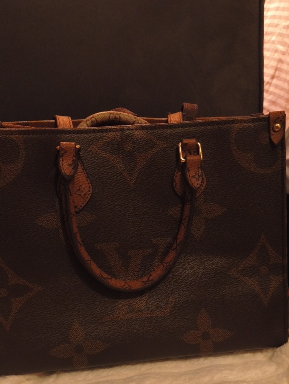 Louis Vuitton Monogram Canvas Two Tone MM Size Double Strap Hand Bag & Shoulder